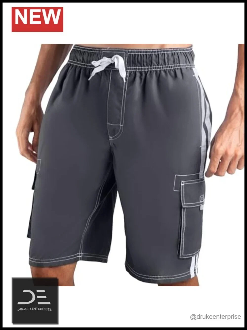 UPF 50+ Quick Dry Microfiber Swim Trunks with Pockets & Mesh Lining